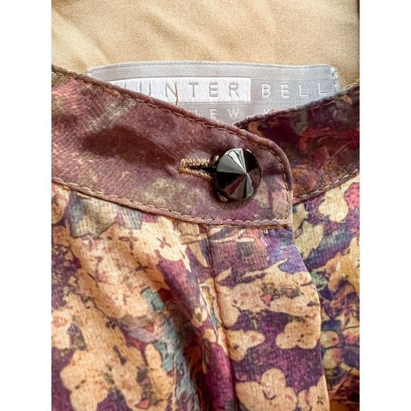 Hunter Bell Floral Chiffon Shirt Dress Leather Patchwork Mini - Picture 4 of 7